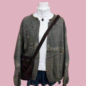 vintage 90s deer buck woods forest graphic cardigan sweatshirt